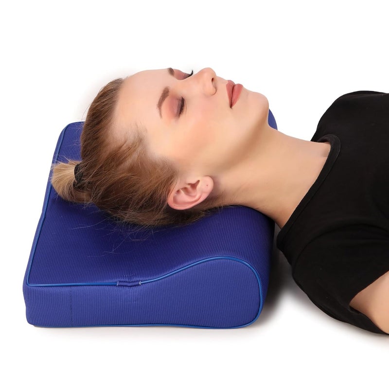 KUDIZE Cervical Pillow spondylosis Neck and Back Pain Support Stress Universal Senior Citizen Men & Women (Blue) - Image 2
