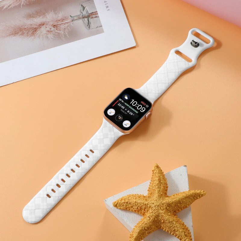 Bluejw Laser Grid Silicone Watch Band for Apple Watch Ultra 2/9/8/7/6/5/4/SE/3 - Soft Rubber Strap - Replace Your Watch Band - Image 4