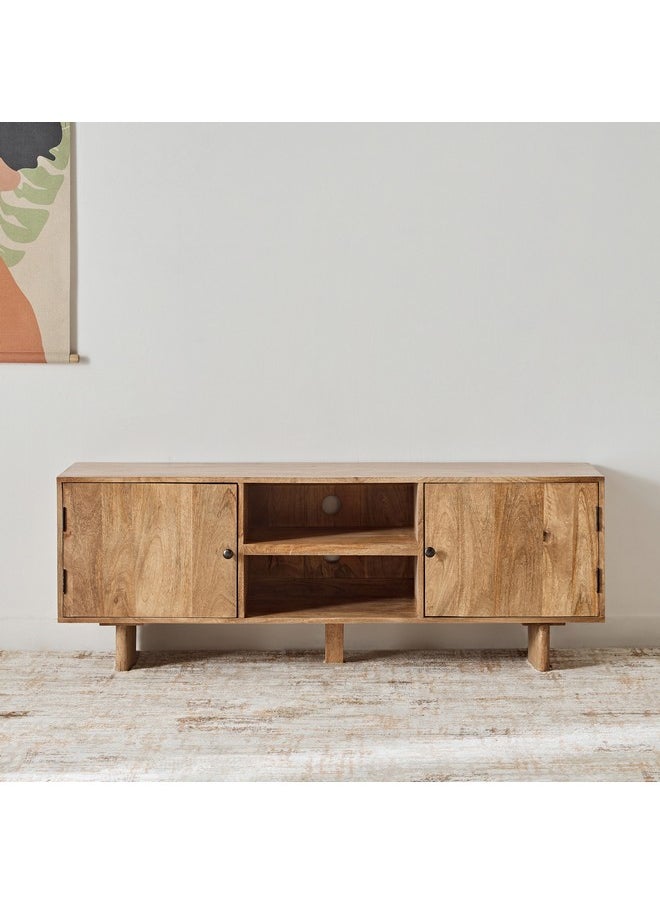 Home Box - Clayton 2-Meter Solid Wood TV Unit for TVs up to 75 inches 40 x 55 x 200 cm - Image 1