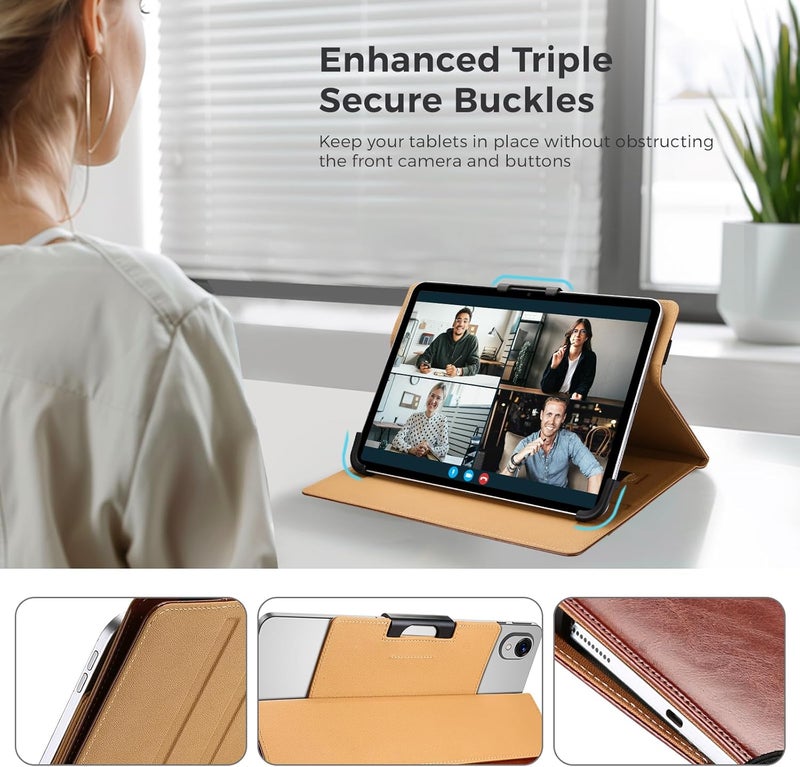 Procases 9"-11" Universal Case For 9 10 10.1 10.2 10.5 11 Inch Android Tablets, Premium Pu Leather Protective Cover With Multiple Viewing Angles And Pencil Holder -Brown - Image 3