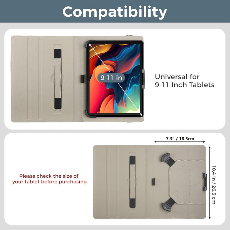 Procases 9"-11" Universal Case For 9 10 10.1 10.2 10.5 11 Inch Android Tablets, Premium Pu Leather Protective Cover With Multiple Viewing Angles And Pencil Holder -Brown - Image 2