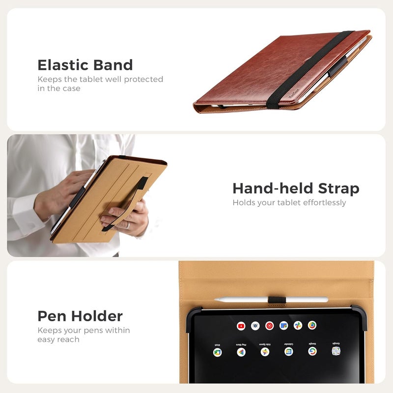 Procases 9"-11" Universal Case For 9 10 10.1 10.2 10.5 11 Inch Android Tablets, Premium Pu Leather Protective Cover With Multiple Viewing Angles And Pencil Holder -Brown - Image 5