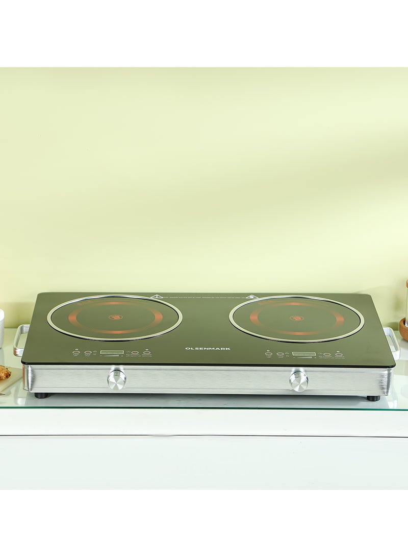 Olsenmark Digital Control Infrared Cooker OMIC2280S, 2800W Power with Adjustable Temperature and Wattage, Double Cooking Hob Multi-Function Modes: Hot Pot, BBQ, Soup, Steam, Water and Cooking, Energy Saving Design 2800 W OMIC2280S Black - Image 5