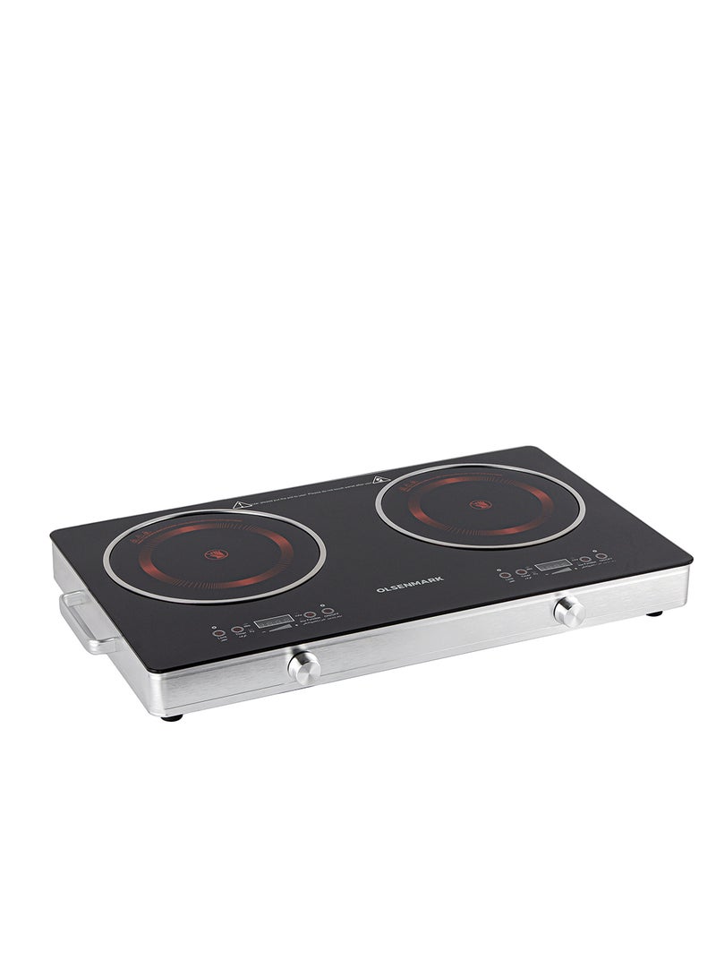 Olsenmark Digital Control Infrared Cooker OMIC2280S, 2800W Power with Adjustable Temperature and Wattage, Double Cooking Hob Multi-Function Modes: Hot Pot, BBQ, Soup, Steam, Water and Cooking, Energy Saving Design 2800 W OMIC2280S Black - Image 2