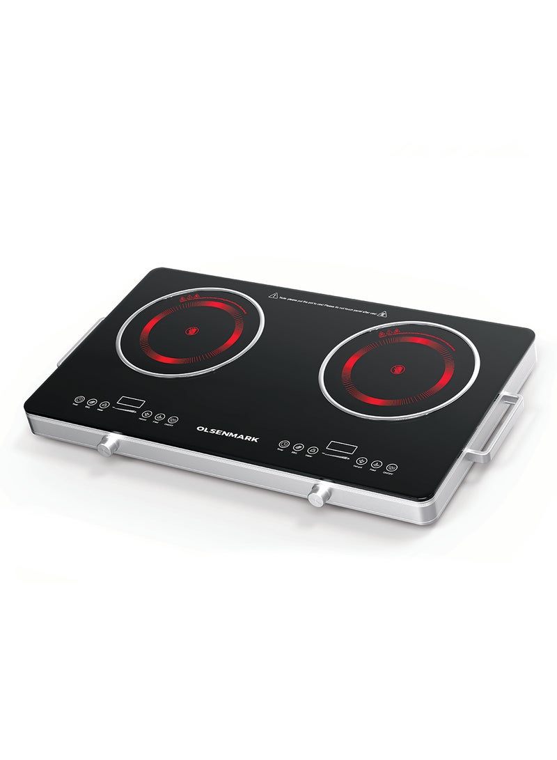 Olsenmark Digital Control Infrared Cooker OMIC2280S, 2800W Power with Adjustable Temperature and Wattage, Double Cooking Hob Multi-Function Modes: Hot Pot, BBQ, Soup, Steam, Water and Cooking, Energy Saving Design 2800 W OMIC2280S Black - Image 1