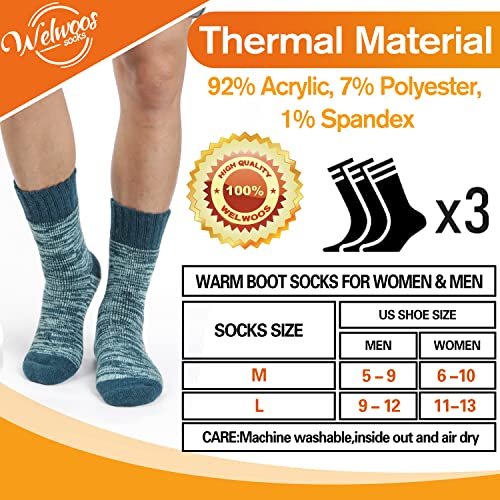 Welwoos Heated Thermal Socks for Women & Men Winter Warm Ski Thick Boot Insulated Gift Socks Stocking Stuffers for Women 3 Pairs (Purple & Blue & Grey B,M) - Image 5