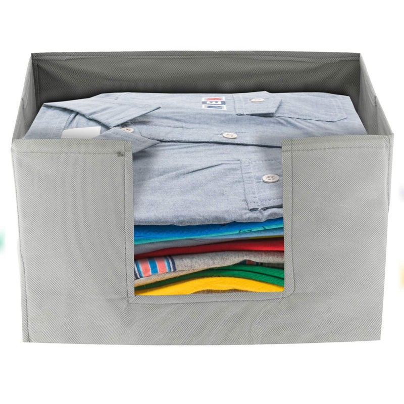 Kuber Industries Kuber Industries NonWoven 3 Pieces Shirt Stacker Closet Organizer Shirts and Clothing Organizer with Handle Grey  - Image 4