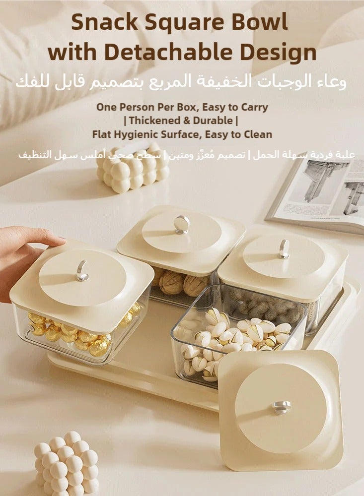 نيم طوفريات ضيافة سعودية فاخرة | ٤ علب طوفريات كريمية + صينية ضيافة متعددة الاستخدامات | مجموعة صحون مكسرات وحلويات نخب أول مع صحن فواكه تراثي للضيافة المنزلية وحفلات العيد - هدايا ضيافة أنيقة للمناسبات الرسمية - Image 5