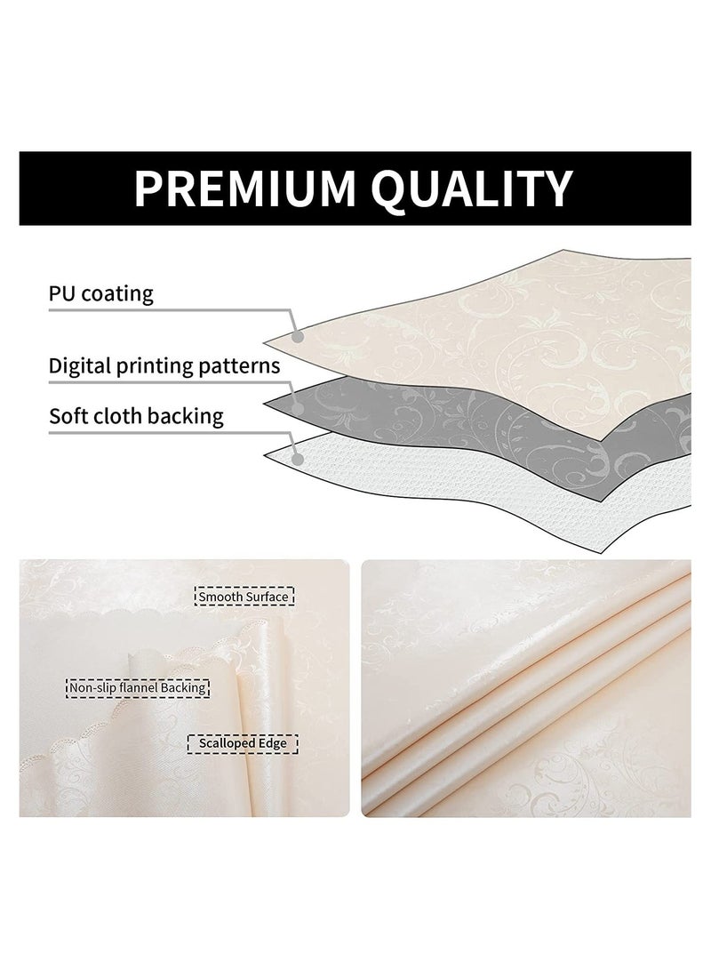 Rectangle Vinyl Tablecloth,100% Waterproof Heavy Duty Oil Spill Proof Stain Resistant Plastic PU Table Cover with Flannel Backing for Kitchen/Dining/Parties Flower Beige, 52 x 70 - Image 5
