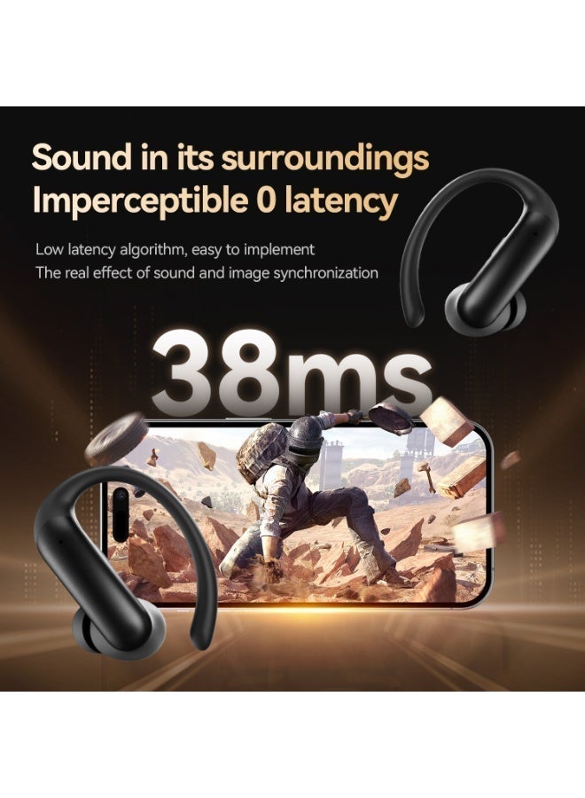 مُوطْمُوك  M145 سماعات لاسلكية بلوتوث سماعات الرياضة,مع حالة عرض LED,أكثر من براعم الأذن مع صوت باس عميق,سماعات اللعب 5 ساعات أعيد تصميمها الراحة تناسب مع أذنيات التشغيل,الاجتماع,التمرين الأسود - Image 2