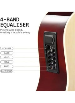Megarya MegArya Cutaway Electro Acoustic Guitar with 4 Band EQ Natural  - Image 3