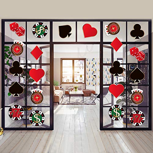 Blulu 40 Pcs Casino Party Cutouts Las Vegas Decorations Versatile Casino Poker Themed Birthday Party Decoration Cutouts with Glue for Bulletin Board Las Vegas, 5.9 x 5.9 Inches - Image 5