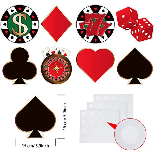 Blulu 40 Pcs Casino Party Cutouts Las Vegas Decorations Versatile Casino Poker Themed Birthday Party Decoration Cutouts with Glue for Bulletin Board Las Vegas, 5.9 x 5.9 Inches - Image 2