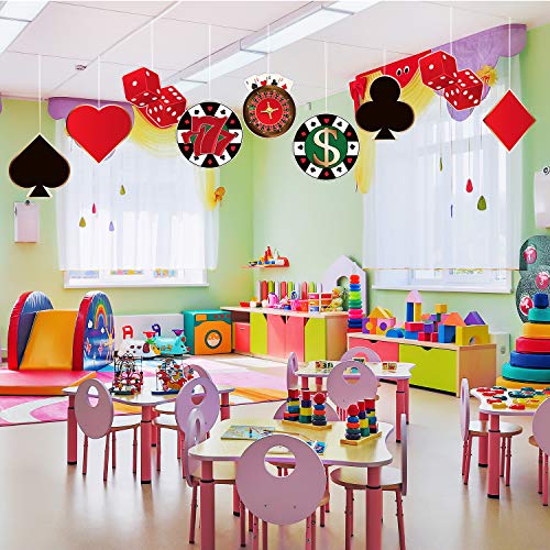 Blulu 40 Pcs Casino Party Cutouts Las Vegas Decorations Versatile Casino Poker Themed Birthday Party Decoration Cutouts with Glue for Bulletin Board Las Vegas, 5.9 x 5.9 Inches - Image 4