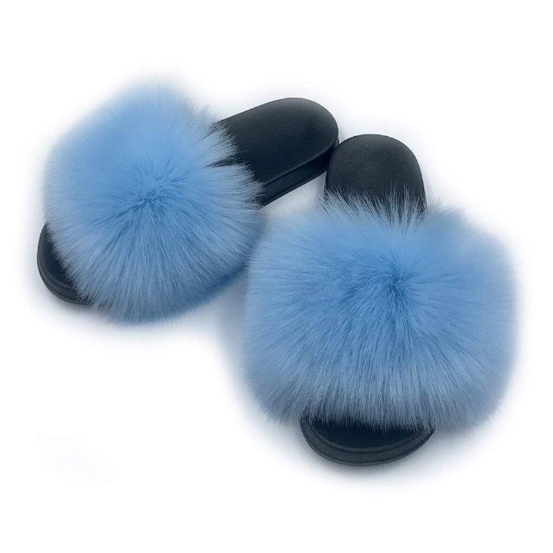 AuapTavw Women's Faux Fur Slides Slippers Fluffy Fuzzy Sandals Open Toe Furry Slide Flip Flop Indoor Outdoor - Image 4