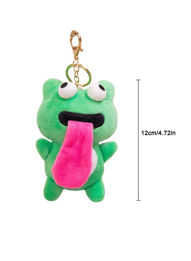 2Pcs Creative Magnetic Sticking Out tongue Frog Keychain Eyes Pullable Frog Doll Hanging Ornament Bag Decoration Pink Green  - Image 5