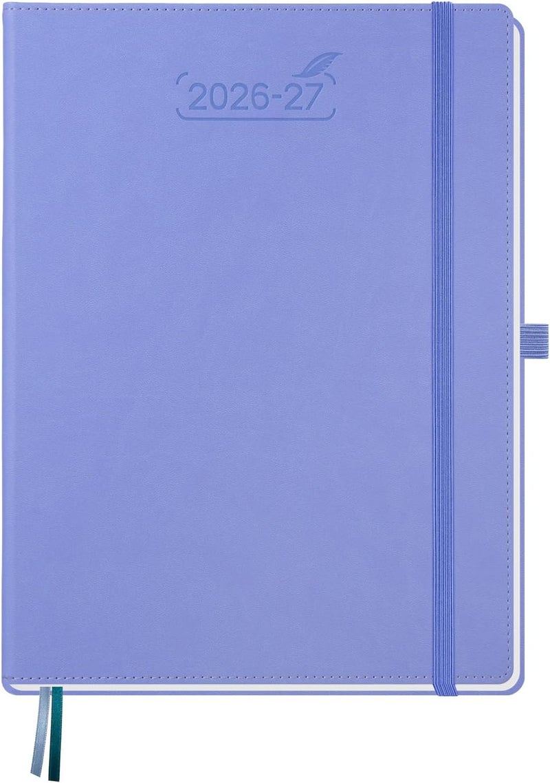 BEZEND A4 Academic Diary 2026-2027 Week to View, 18-Month Weekly Planner Runs Mid Year Jul'26 - Dec'27. Vertical Layout with Time Slots & Monthly Tabs, PU Leather Hardback, 28.5 x 22 cm, Cornflower - Image 1
