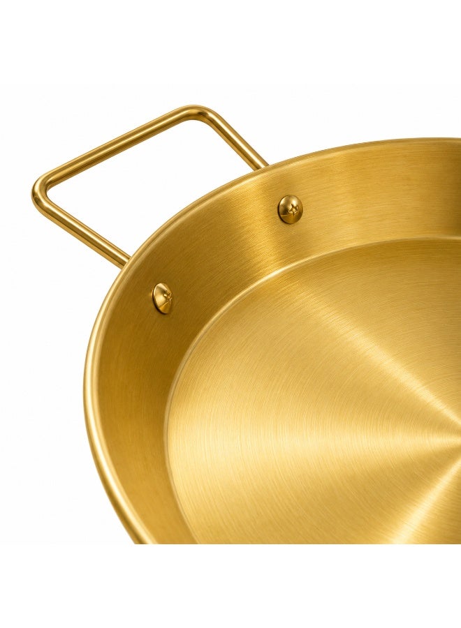 A frying pan, gold color, finished, 22 cm in size, with two comfortable handles. The package contains one piece. - Image 3