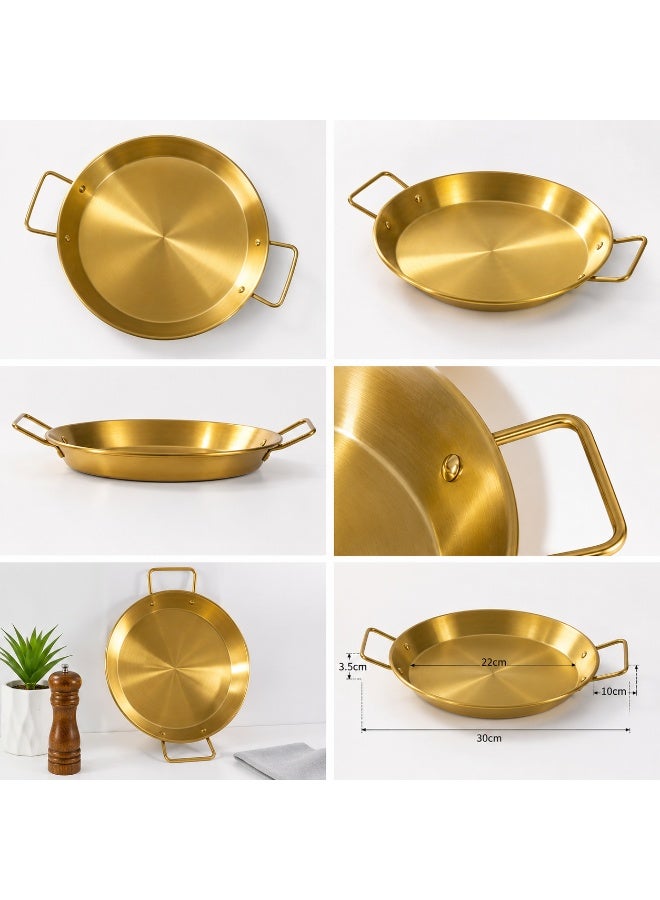A frying pan, gold color, finished, 22 cm in size, with two comfortable handles. The package contains one piece. - Image 5