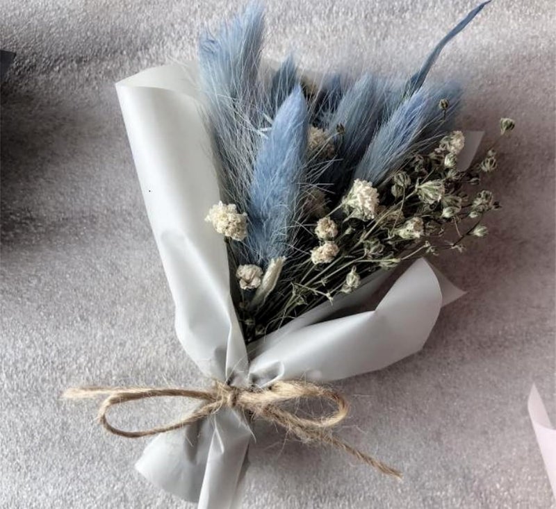 CKBT 120 PCS Blue Dried Pampas Grass Decor, 17-inch Pompas Floral, Dry Flowers for Decoration, Pampas Grass in Bulk Tall, Blue Bunny Tails Dried Flowers for Boho Wedding Decor - Image 5