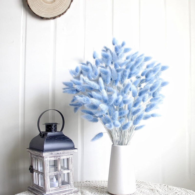 CKBT 120 PCS Blue Dried Pampas Grass Decor, 17-inch Pompas Floral, Dry Flowers for Decoration, Pampas Grass in Bulk Tall, Blue Bunny Tails Dried Flowers for Boho Wedding Decor - Image 3
