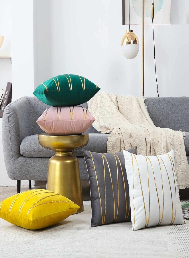 WACOMECO Soft Throw Pillow Covers - Pack of 2 Velvet Decorative Cushion Covers Cases for Sofa Bedroom Livingroom Car, 18" x 18", White and Gold - Image 2