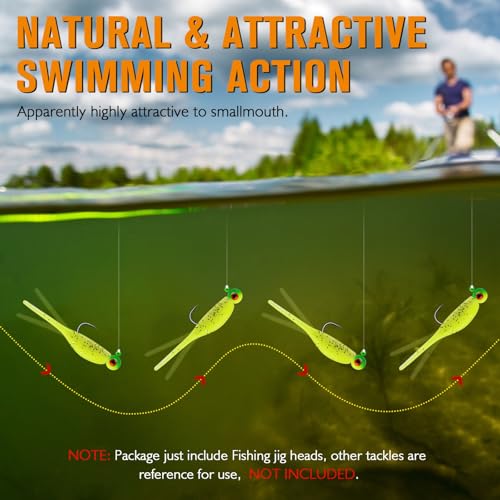 Dovesun Jig Heads for Fishing, Painted Jigheads with 3D Eye Ball Glowing Walleye | Bass | Crappie jigs 1/8oz 40pcs - Image 5