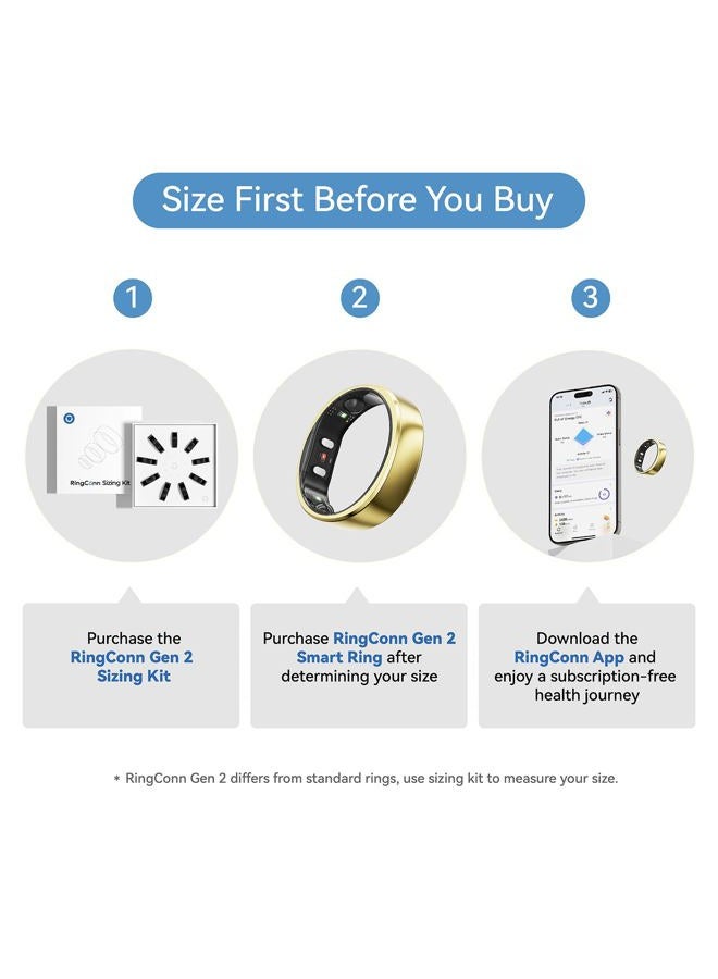 RingConn Gen 2, World's First Smart Ring with Sleep Apnea Monitoring, No APP Subscription, 12-Day Battery Life, Stress/Heart Rate/Women's Health Tracker, Android & iOS Compatible (Gold, Size 6) - Image 2