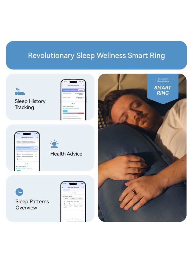 RingConn Gen 2, World's First Smart Ring with Sleep Apnea Monitoring, No APP Subscription, 12-Day Battery Life, Stress/Heart Rate/Women's Health Tracker, Android & iOS Compatible (Gold, Size 6) - Image 4