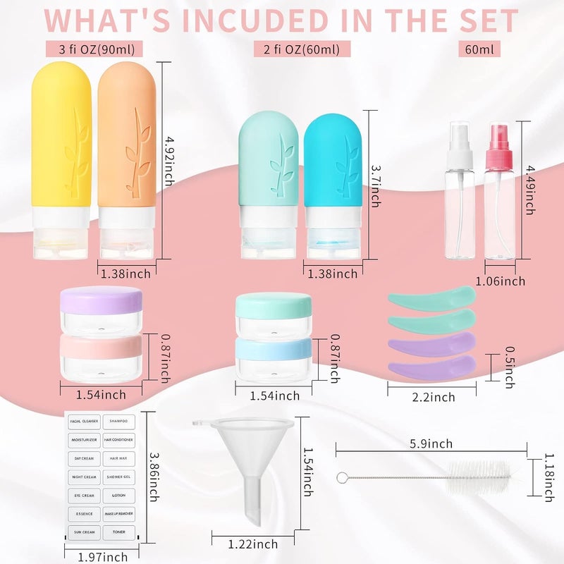 Tocelffe 18pack Travel Bottles for Toiletries,TSA Approved Silicone Travel Containers jar for Toiletries,Leak Proof Refillable Liqus Shampoo And Conditioner Travel Essentials toiletry Bottles - Image 3