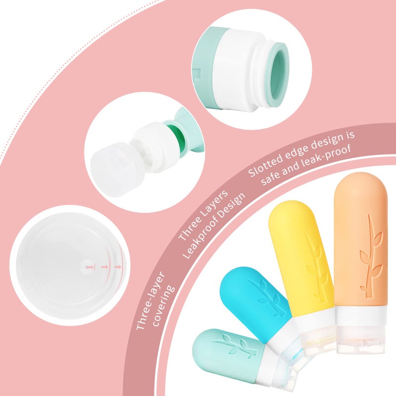 Tocelffe 18pack Travel Bottles for Toiletries,TSA Approved Silicone Travel Containers jar for Toiletries,Leak Proof Refillable Liqus Shampoo And Conditioner Travel Essentials toiletry Bottles - Image 5