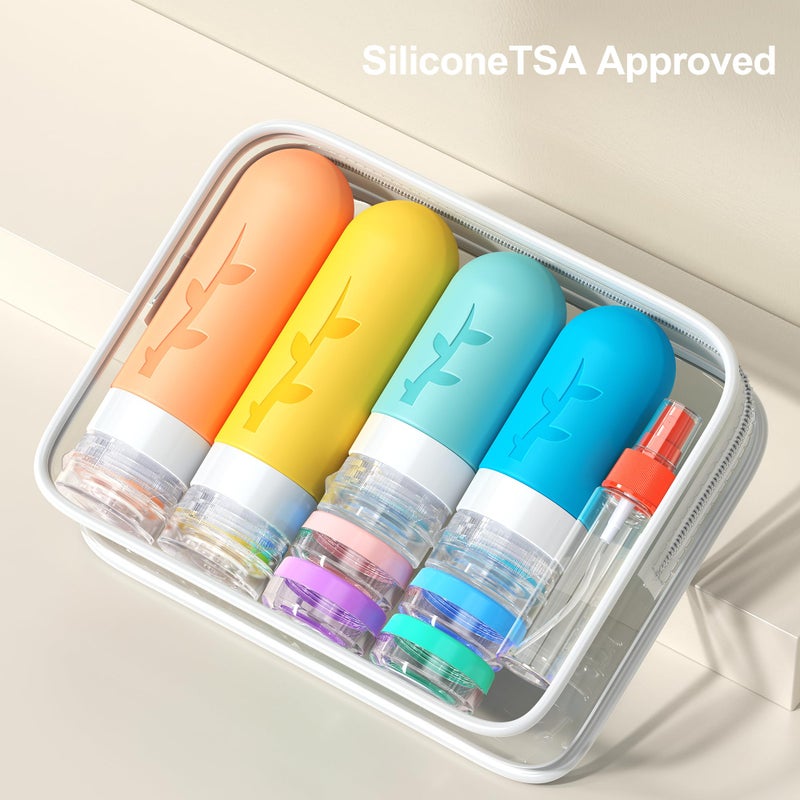 Tocelffe 18pack Travel Bottles for Toiletries,TSA Approved Silicone Travel Containers jar for Toiletries,Leak Proof Refillable Liqus Shampoo And Conditioner Travel Essentials toiletry Bottles - Image 2