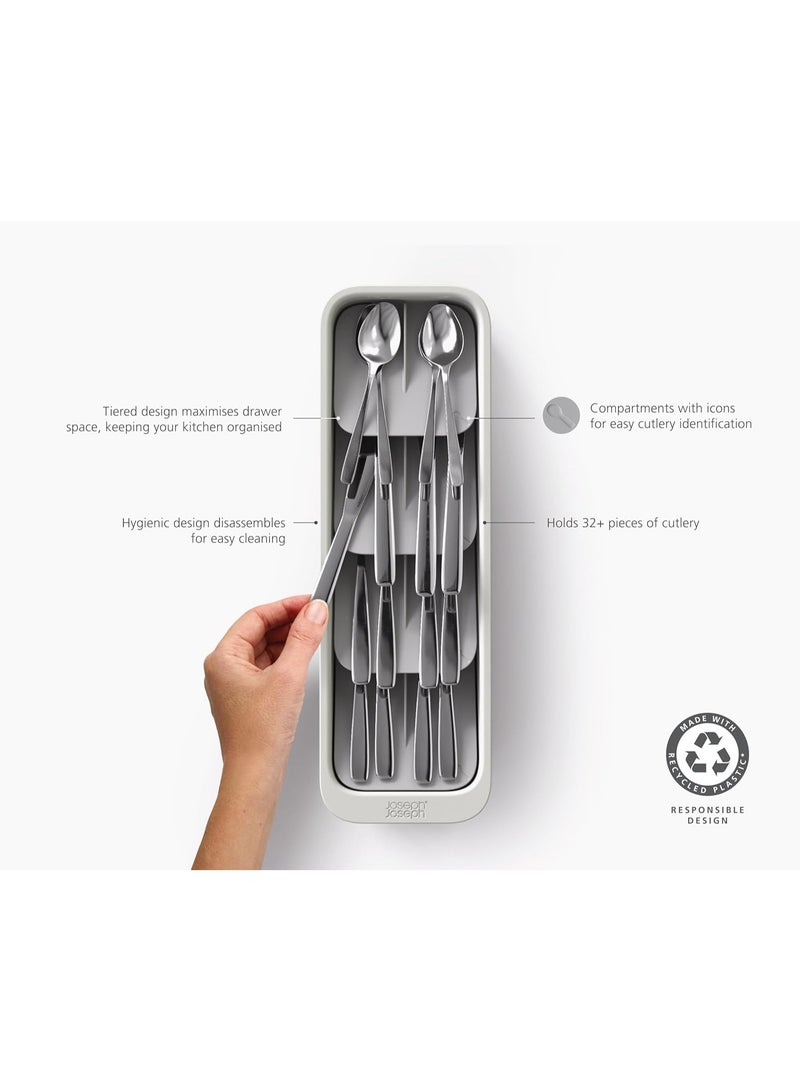 Joseph Joseph DrawerStore Tiered Cutlery Organiser – Compact Kitchen Drawer Storage Tray for Spoons, Forks & Knives, Space Saving Utensil Organizer for Neat Kitchen Drawer Organization - Image 2