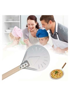 Y&D Round Perforated Pizza Peel Aluminum Material Non slip Durable Turning Detachable Wood Handle  - Image 3