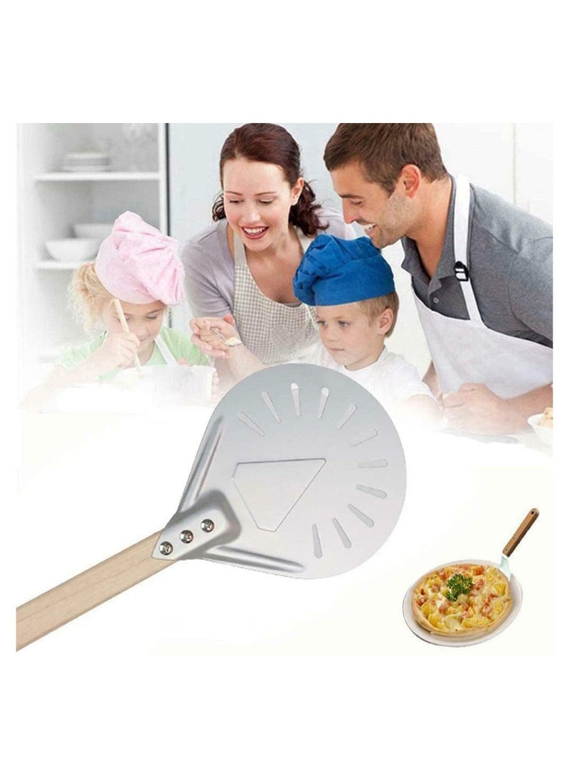 Y&D - Round Perforated Pizza Peel Aluminum Material Non slip Durable Turning Detachable Wood Handle - Image 1