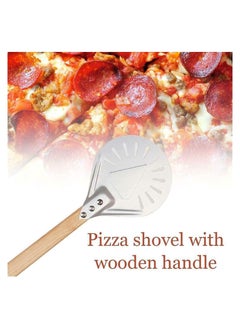 Y&D Round Perforated Pizza Peel Aluminum Material Non slip Durable Turning Detachable Wood Handle  - Image 5