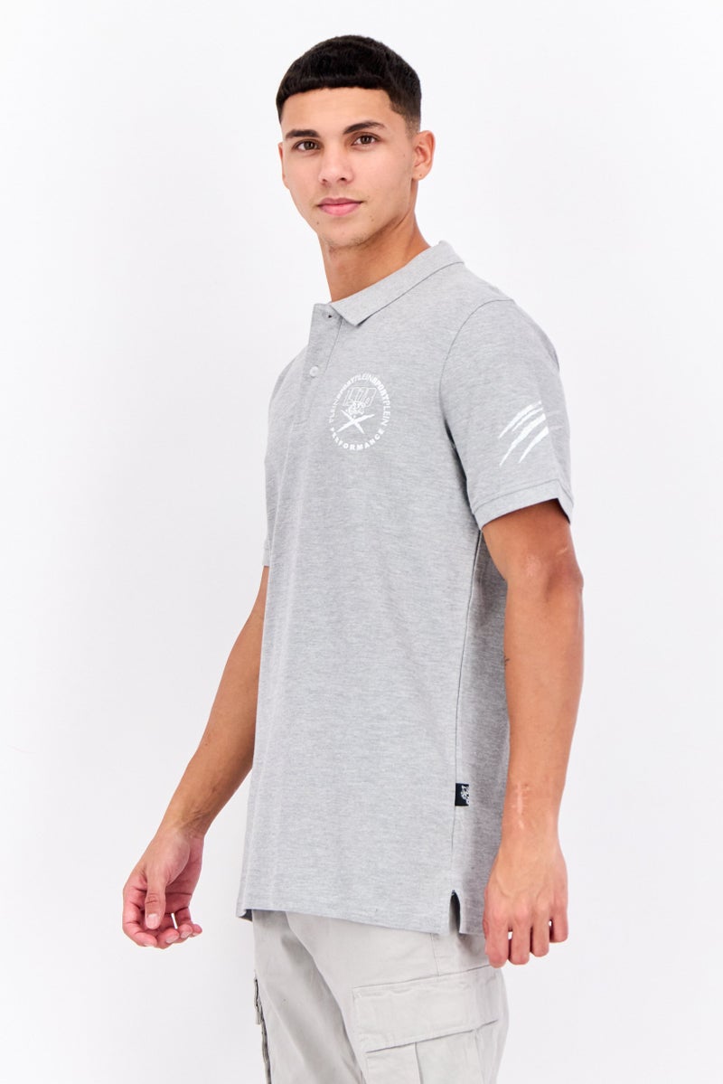 PHILIPP PLEIN Plein Sport Men Sportswear Fit Short Sleeves Outdoor Polo Shirt, Grey - Image 2