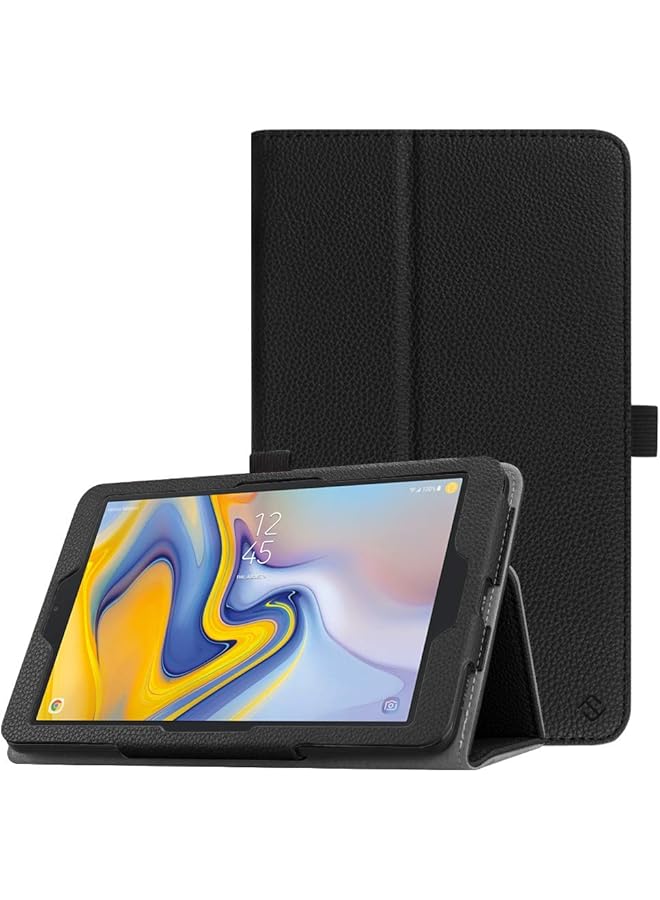 promass Case for Samsung Galaxy Tab A 8.0 2018 Model SM-T387 Verizon/Sprint/T-Mobile, Slim Fit Premium Vegan Leather Stand Cover (Black)