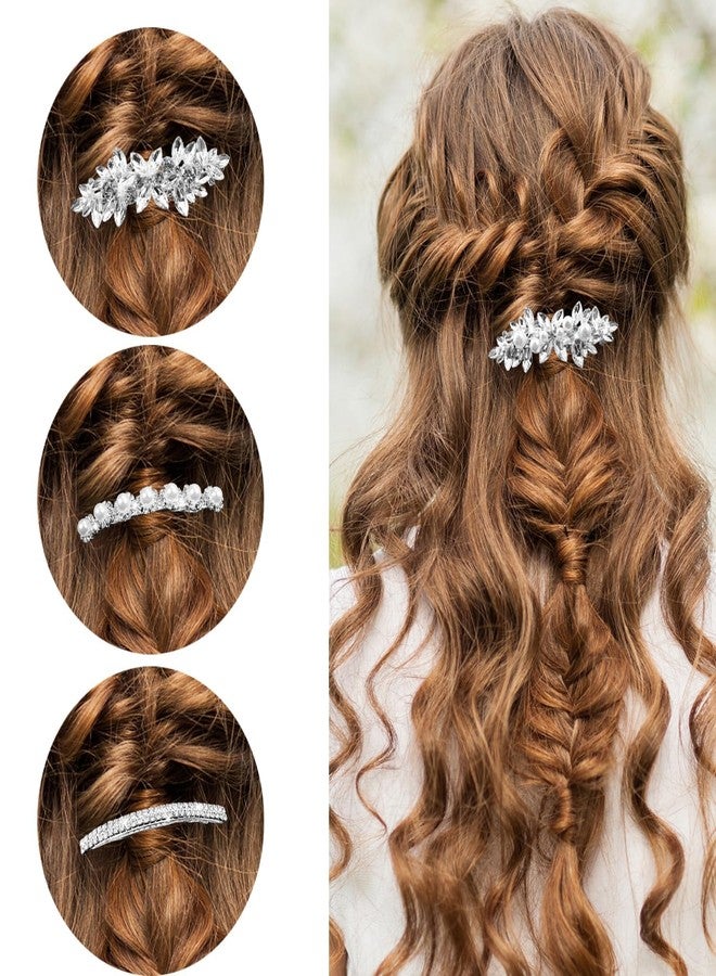 LAPOHI 4 Pieces Rhinestone Bridal Hair Clip, Pearls Wedding Hair Pins Crystal Hair Clips, Rhinestone Jewelry Barrette Elegant Hair Accessories for Brides Bridesmaids Flower Girls… - Image 4