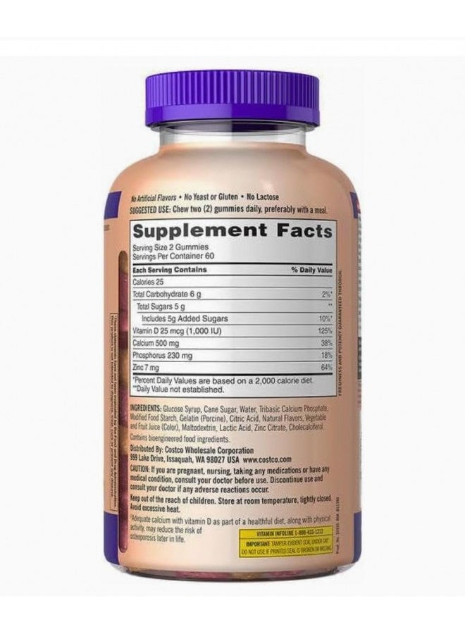 Kirkland Signature Kirkland Signature Chewable Calcium with Vitamin D3 Adult Gummies, 120 ct x 1 Bottle - Image 4