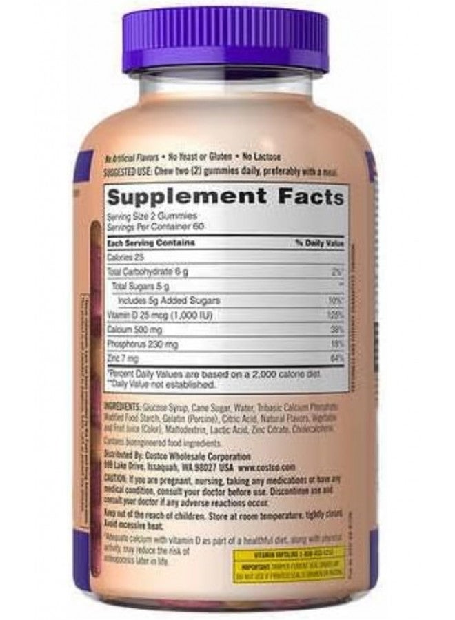 Kirkland Signature Kirkland Signature Chewable Calcium with Vitamin D3 Adult Gummies, 120 ct x 1 Bottle - Image 5