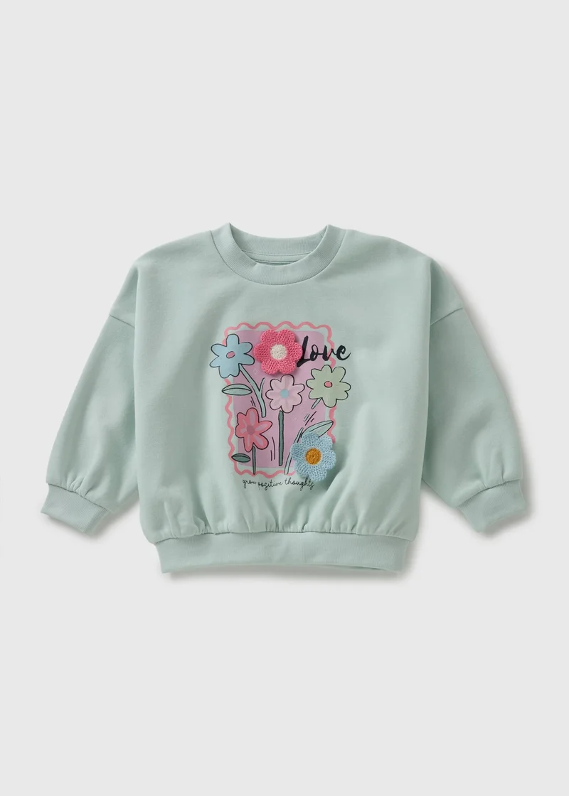 Matalan Girls Green Flower Sweathsirt