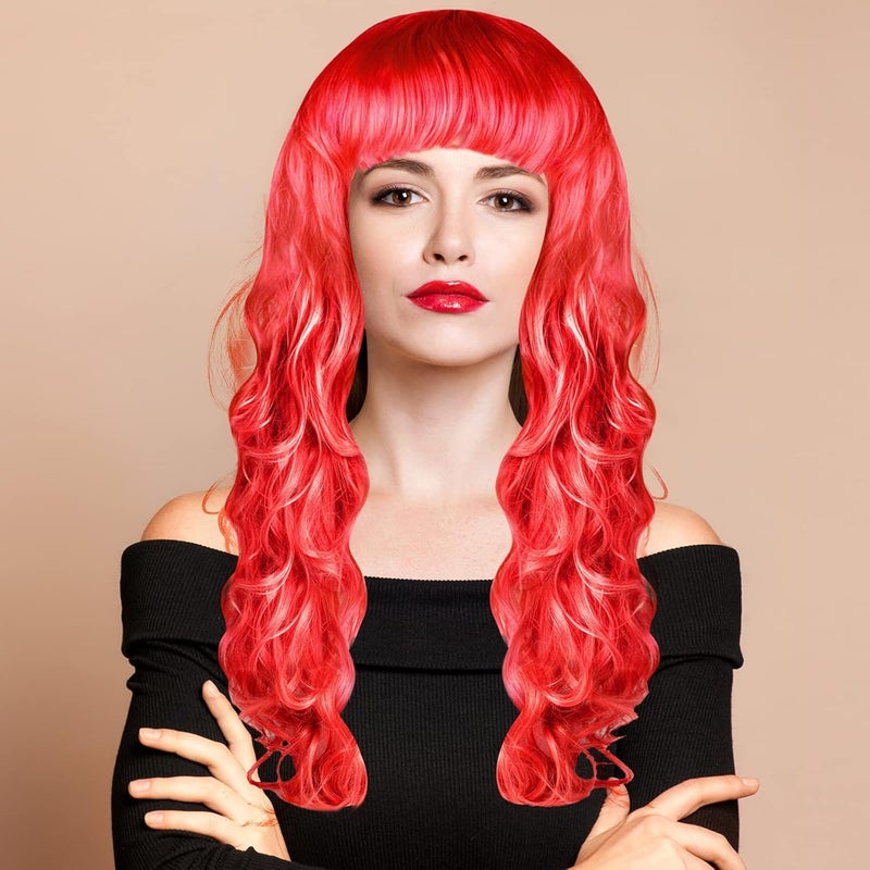 KUUQA 7 Pieces Colorful Long Curly Wigs Long Colorful Hair Wig Wavy Hair Wigs Curly Cosplay Costume Wig for Women Party Dcor - Image 5