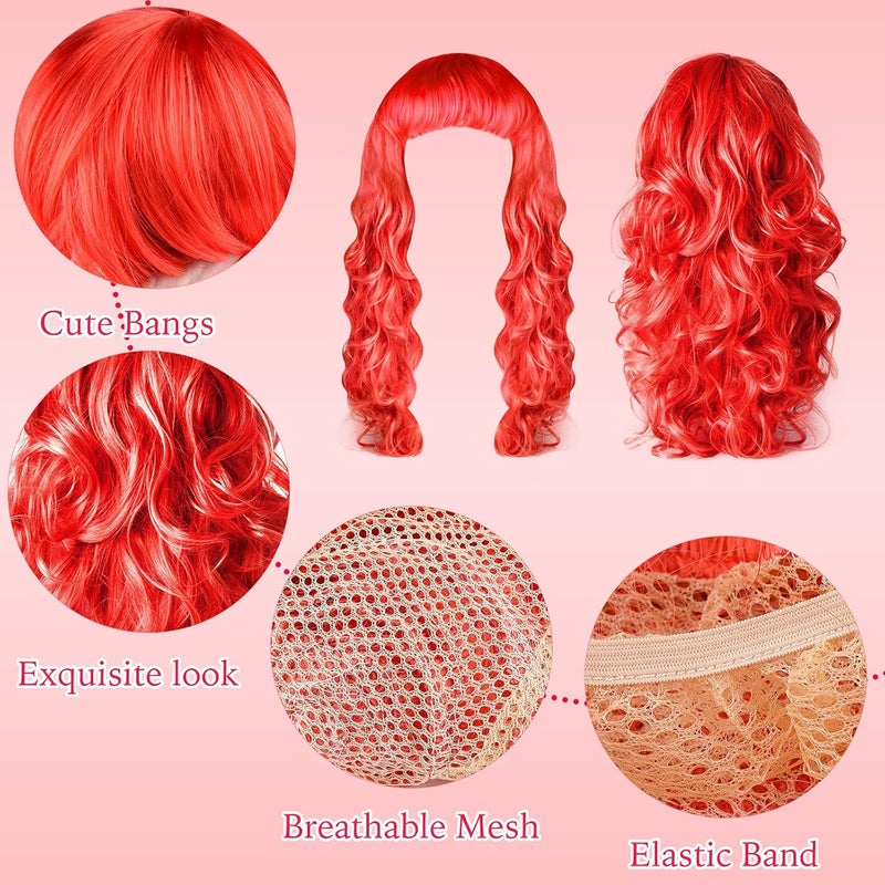 KUUQA 7 Pieces Colorful Long Curly Wigs Long Colorful Hair Wig Wavy Hair Wigs Curly Cosplay Costume Wig for Women Party Dcor - Image 3