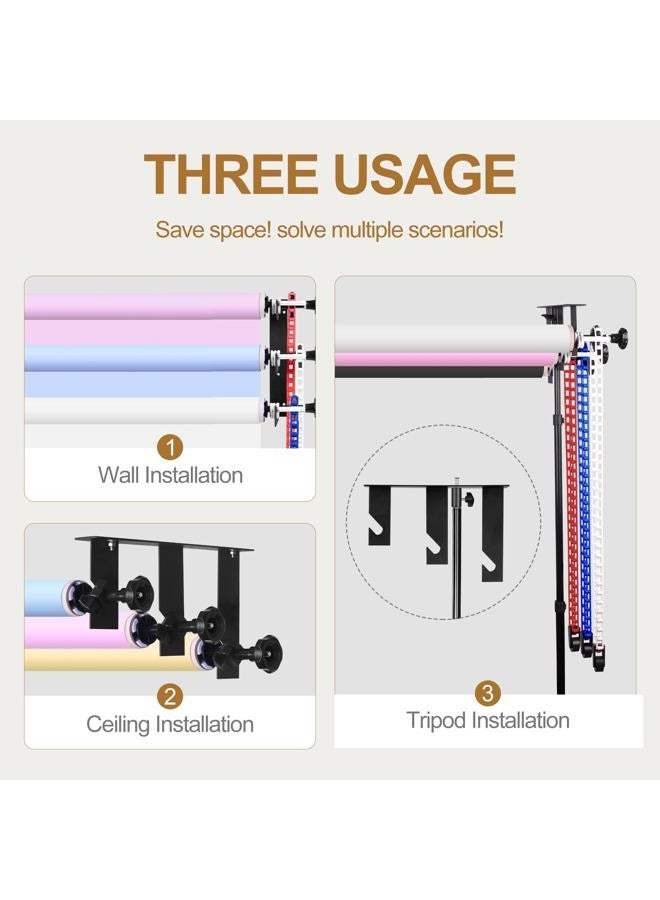 EMART Expand Roller Backdrop Wall Mounting - 3 Chain Manual Photography Support System, Ceiling Background Holder Attached into Tripod Stand for Video Studio Live Streaming - Image 4