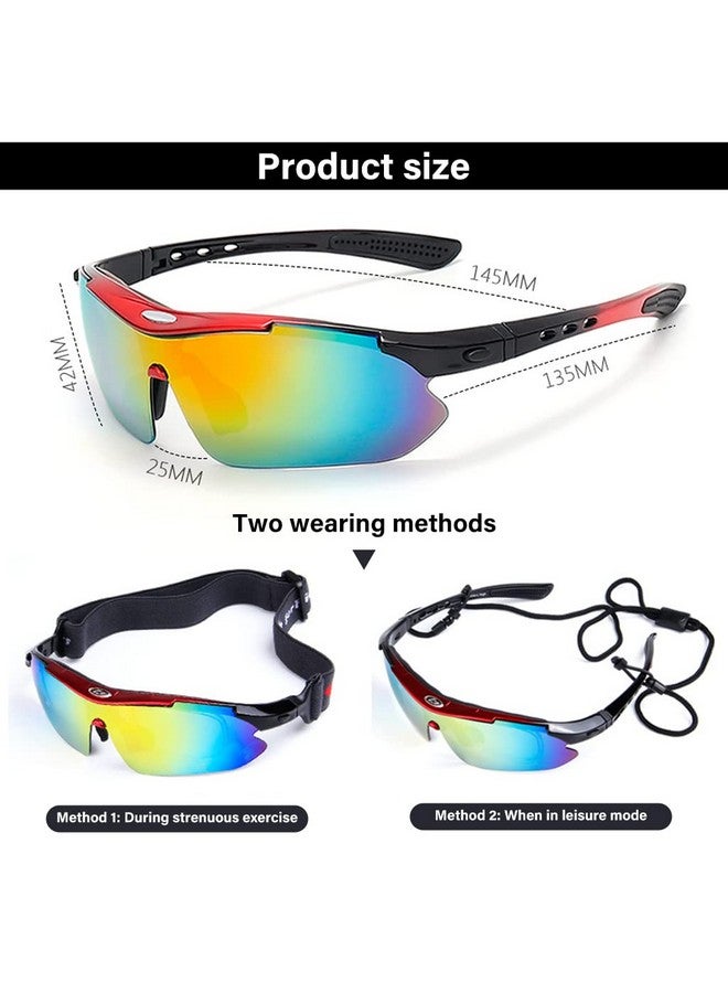 برو بيروس نظارات شمسية رياضية مستقطبة من PROBEROS مع 3 أو 5 عدسات قابلة للتبديل، نظارات ركوب الدراجات للرجال والنساء، البيسبول والجري وصيد الأسماك والجولف والقيادة، متعددة الألوان - Image 5
