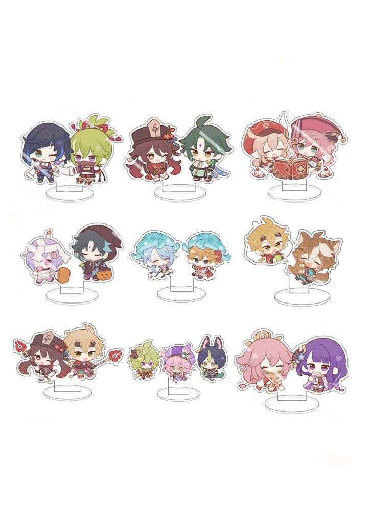 Genshin Impact Stand Figure Acrylic Ornaments Stand Model Collections Peripheral Statue Card Character Proof Series Transparent Figure Model Fans Decoration Collection Desk Decor Toys Cute(9pcs)  - Image 3