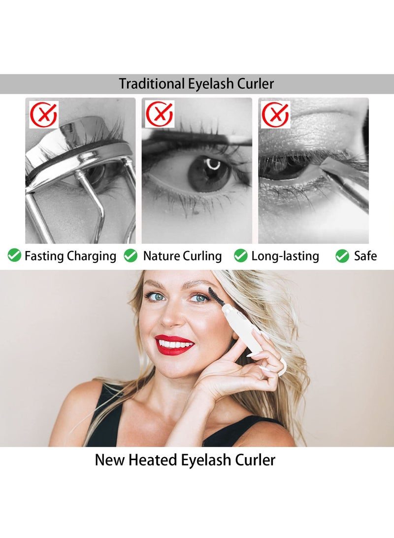 SYOSI Heated Eyelash Curlers, Electric Eyelash Curlers, Portable Heated Lash Curler Rechargeable Heated Eyelash Curler with 3 Temperature Settings, Quick Forming, 24H Long Lasting for Women Girl