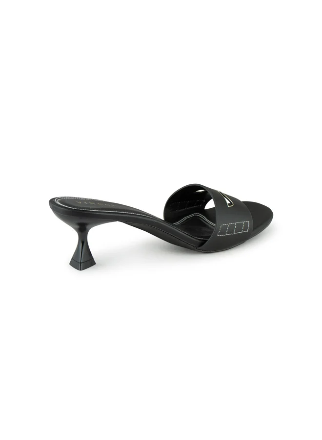 Vincci Black Women One Strap Mid Heel Sandals for Women | Best Price UAE