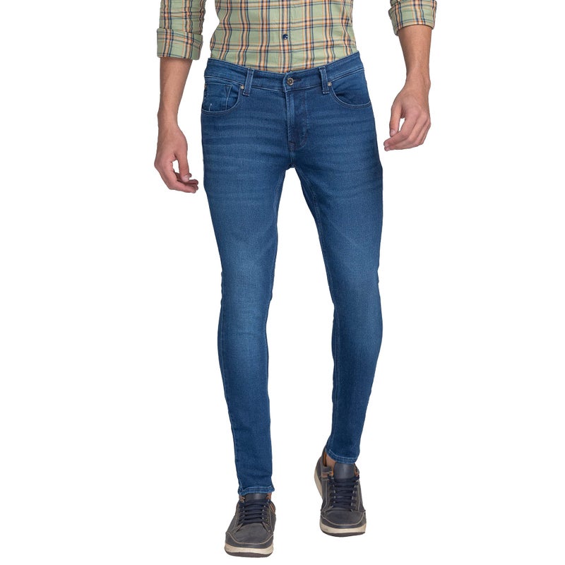 Spykar Men's Super Skinny Fit Low-Rise Casual Jeans Mid Blue - Image 5